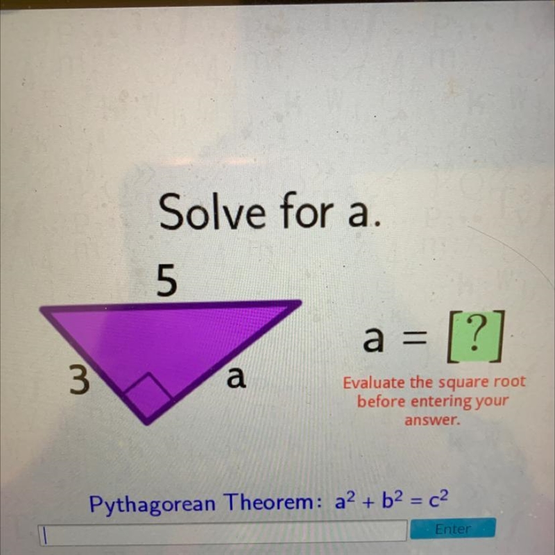 Solve for a using the pythagorean theorem SOMEONE HELP PLZZZ-example-1