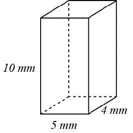 The volume of the rectangular prism is 200 cubic millimeters. True Or False-example-1