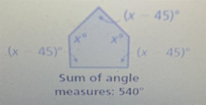 Find the value of x then find the angle measures of the polygon-example-1