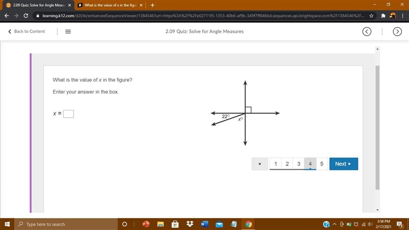 PLEASE HELP ONLY IF YOUR FOR SURE!! <3 What is the value of x in the figure? Enter-example-1