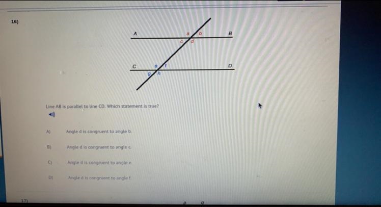 Line AB is parallel to line CD. Which statement is true?-example-1