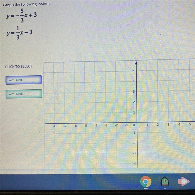 Graph the following system: y=5x+ 3 Y=1/3x-3-example-1