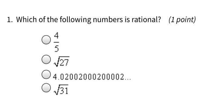 Which of the following numbers is rational?-example-1