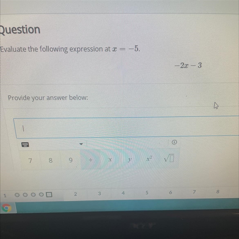 Evaluate the following expression at x = -5 -2x-3-example-1