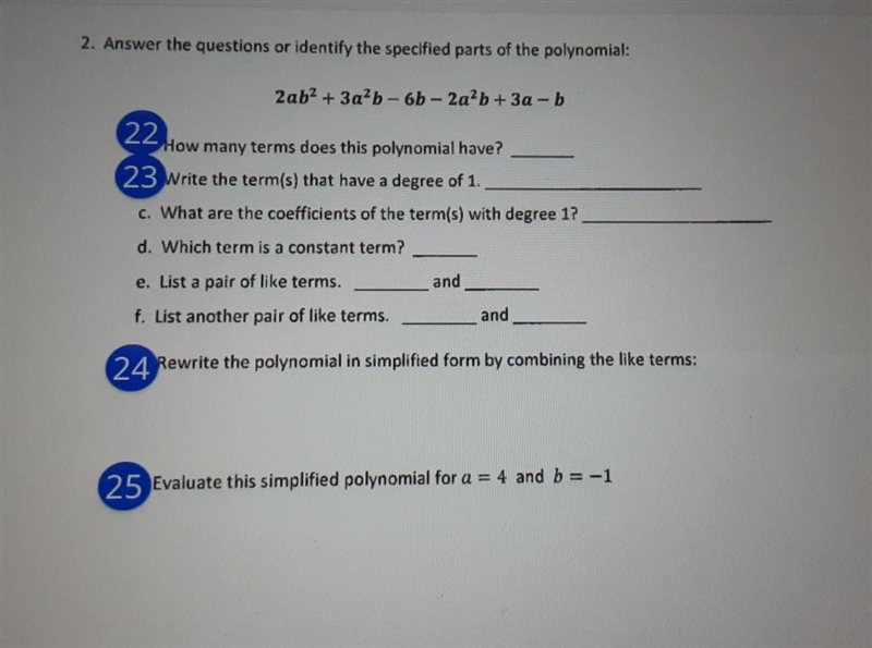 Can some help me for number 25 where it says Evaluate this simplified polynomial for-example-1