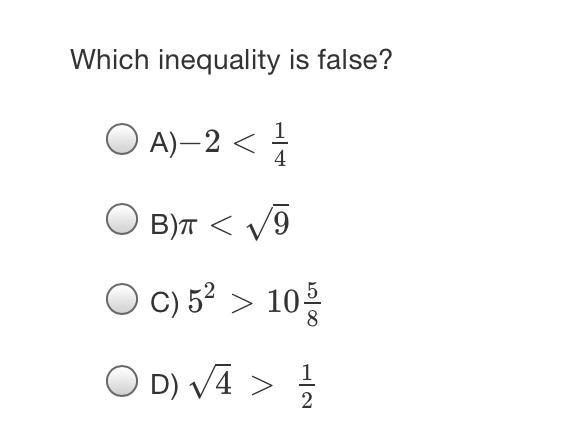 Which inequality is false?-example-1