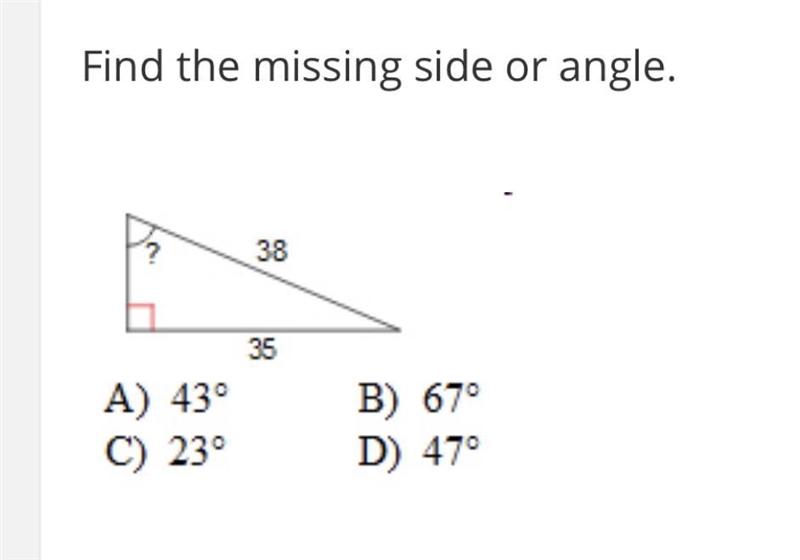 Find the missing angle.-example-1