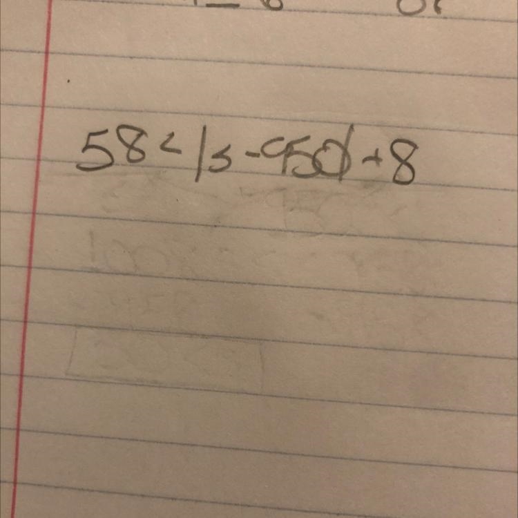 What is 58<|s-950|+8 (graphing absolute value inequalities on a number line-example-1