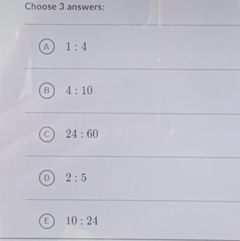 Select two ratios that are equivalent to 8:20-example-1