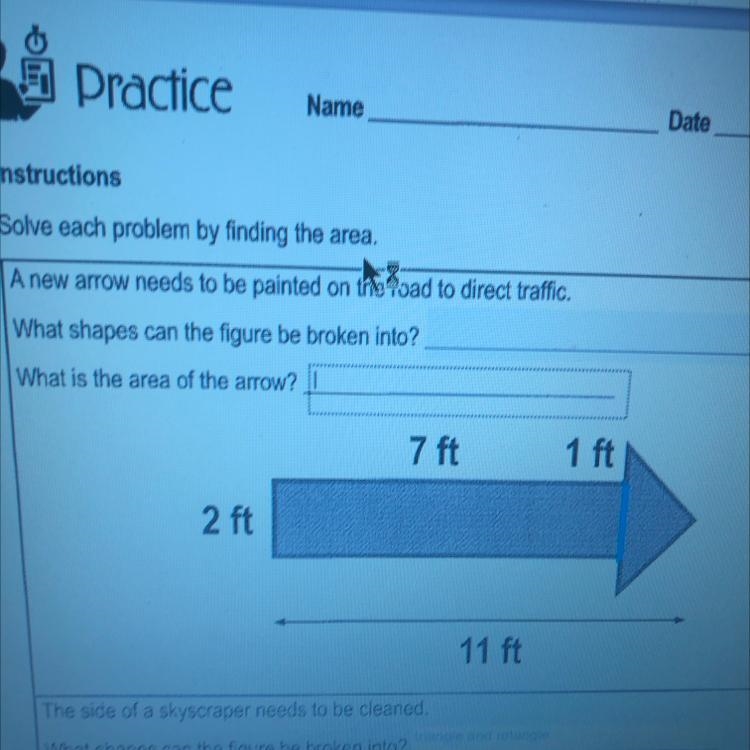 Instructions Solve each problem by finding the area, A new arrow needs to be painted-example-1