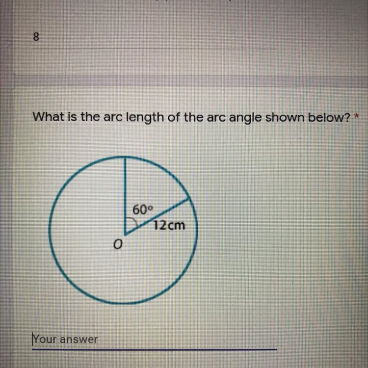 What is the arc length of the arc angle shown below? * HELP!!-example-1