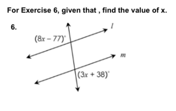 For exercise 6 given that find the value of x-example-1