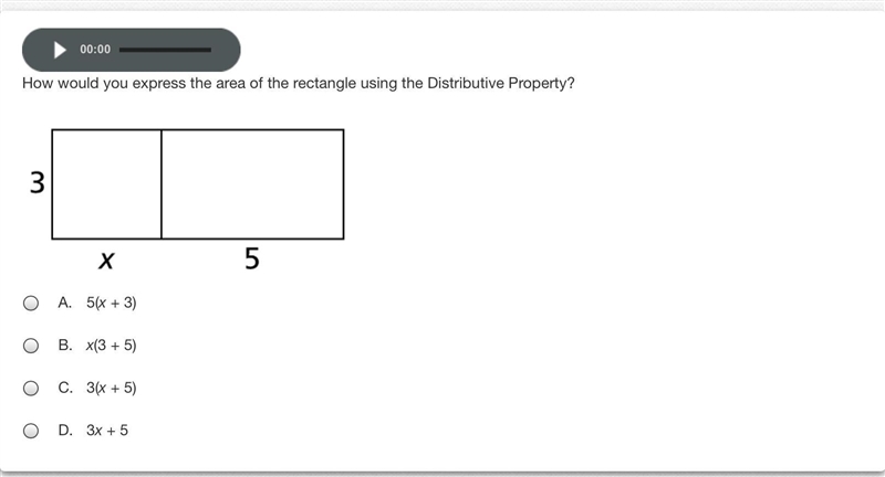 How would you express the area of the rectangle using the Distributive Property?-example-1