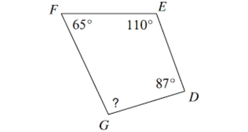 What is the missing angle in this quadrilateral?-example-1