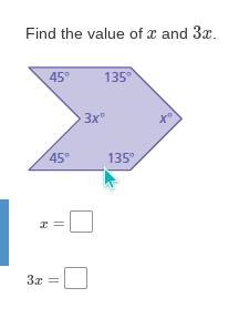 Find the value of x and 3x.-example-1