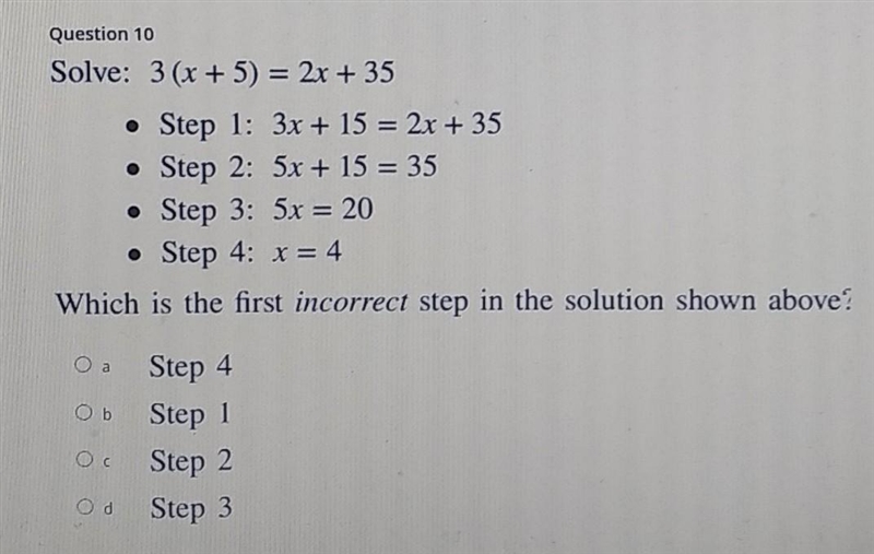 Help pls Which is the first incorrect step in the solution shown above?​-example-1