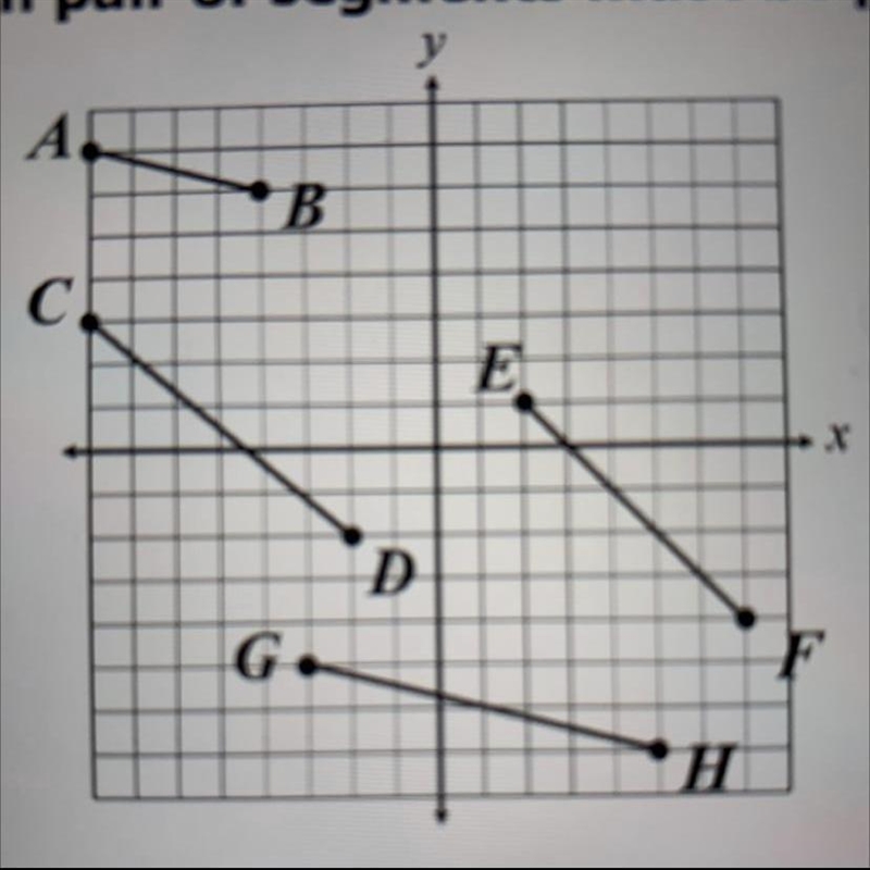 Which pair of segments must be parallel? A. AB and CD B. AB and GH C. CD and EF D-example-1