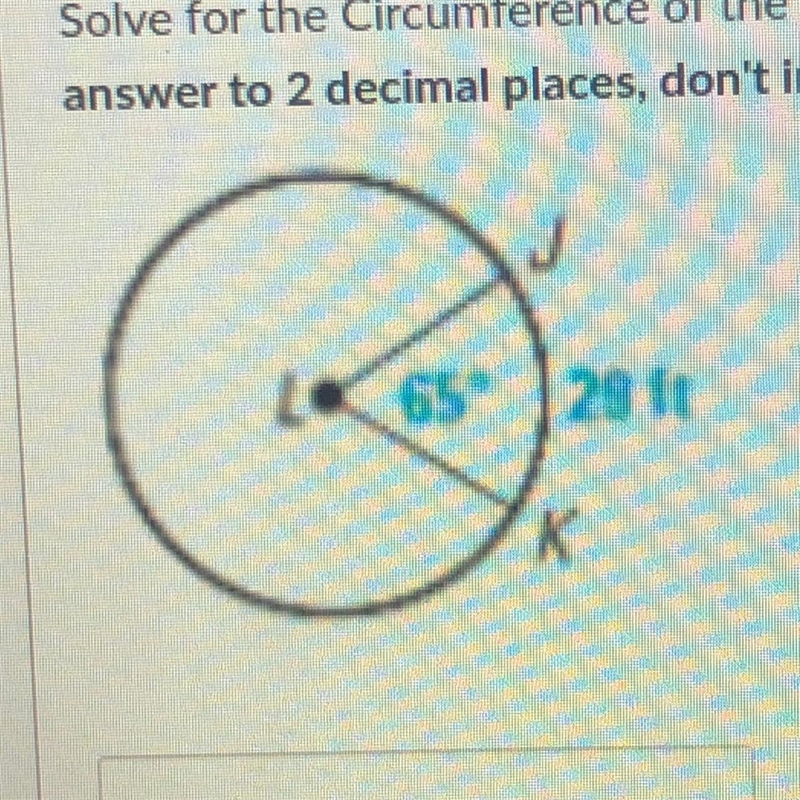 Solve for the Circumference of the Circle L. The arc length shown below is 29ft. (Round-example-1