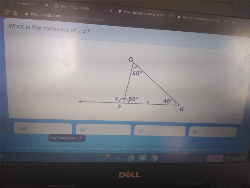 What is the measure of x-example-1