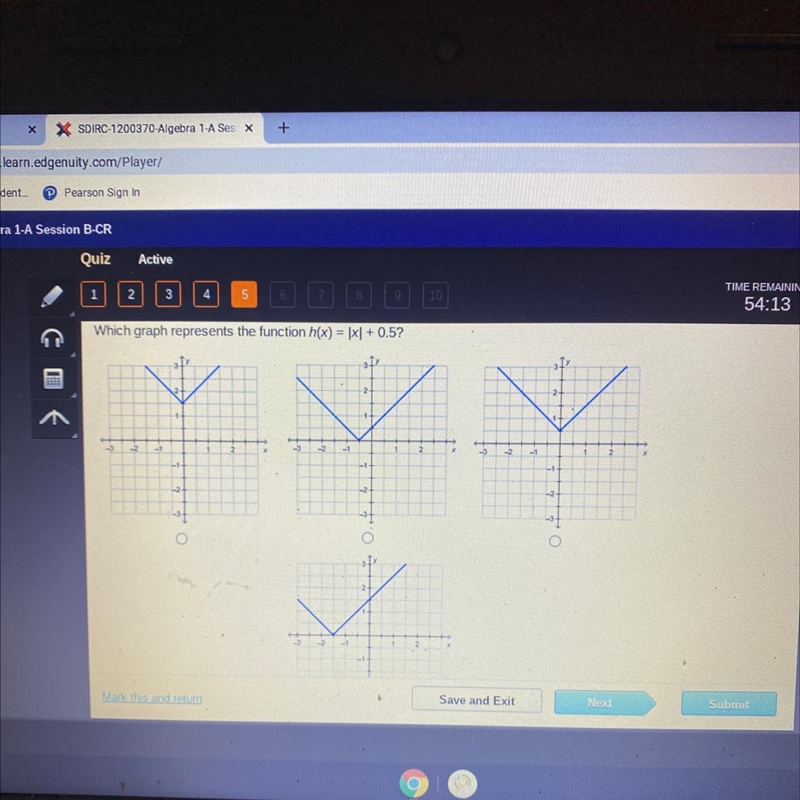 Which graph represents the function h(x) = Ix| + 0.5?-example-1