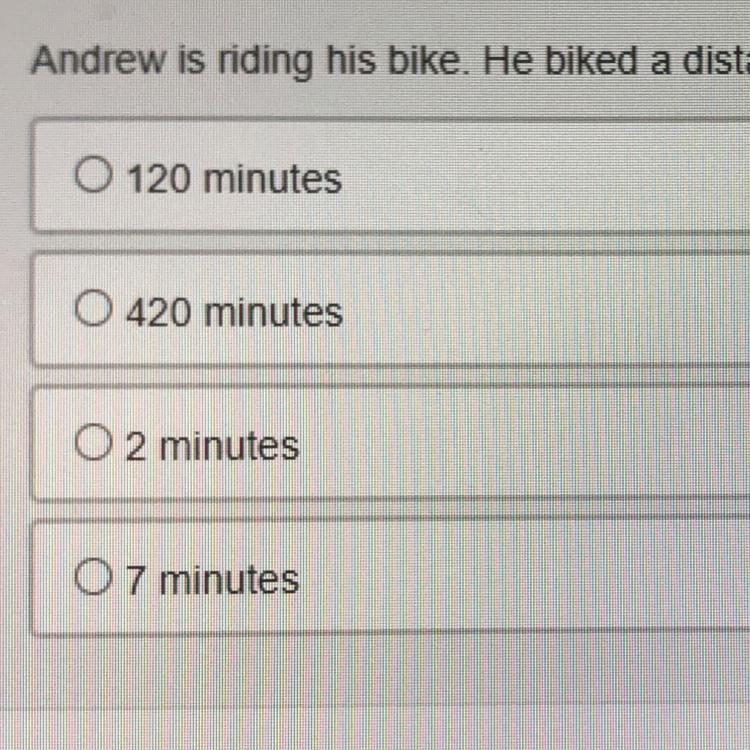 Andrew Is riding his bike. He biked a distance of 14 miles at a rate of 7 mph. using-example-1