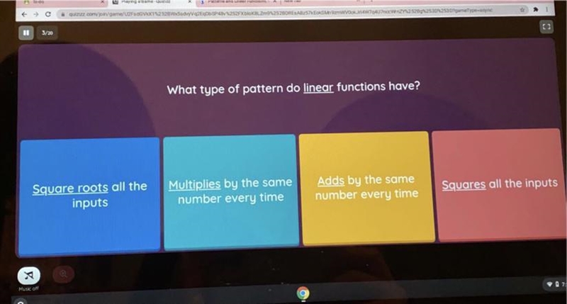 What type of pattern do linear functions have-example-1