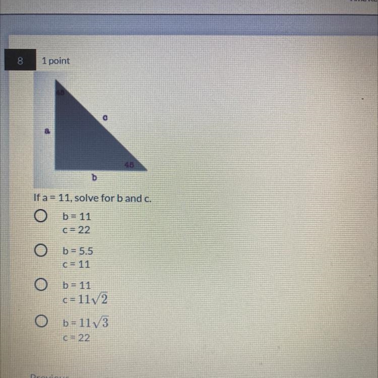 If a= 11, solve for b and c.-example-1