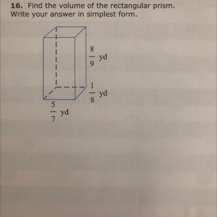 Find the volume of the rectangular prism. Write your answer in simplest form. No links-example-1