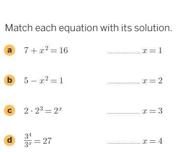 Pls help!!!! Match each equation with its solution-example-1