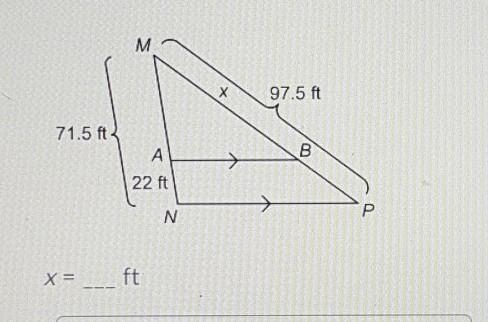 Help please! See attached photo x = ___ ft​-example-1