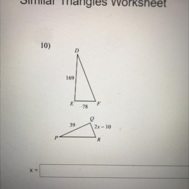 Solve for x in this triangle-example-1