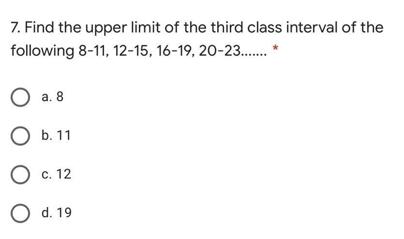 Please help, find the upper limit of the third class interval-example-1