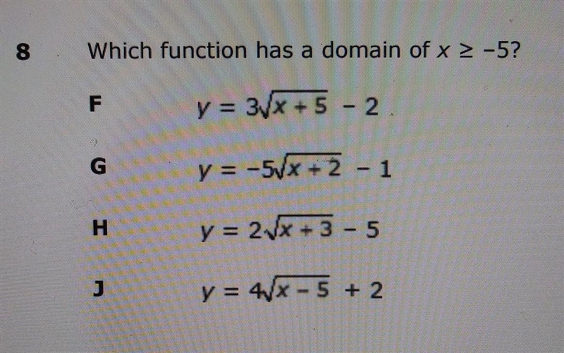 Which function has a domain of x = -5? ​-example-1