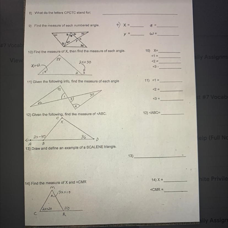 B) What do the others CPOTO stand for D) Find the measure of each numbered angi w-example-1