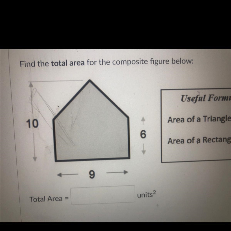 Find the total area for the composite figure below-example-1