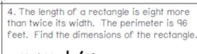 2(2w+8)+2w=96 please help with steps-example-1