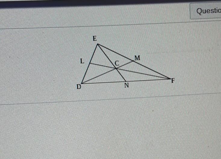 In triangle DEF, C is the centroid. if DM=21 find DC and CM ​-example-1