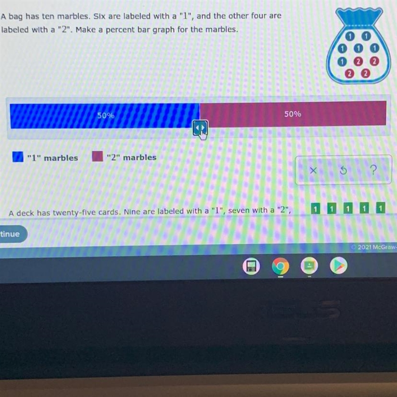 What is the percent of the 6 marbles and the 4 marbles?-example-1