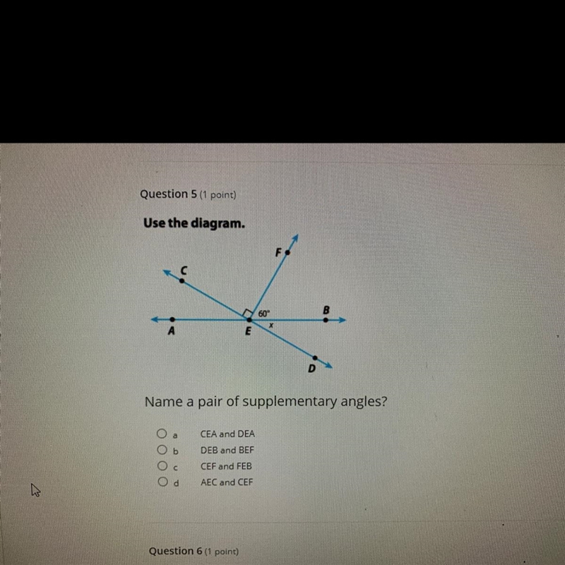 Name a pair of the supplementary angles-example-1