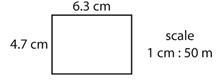 This scale drawing shows a parking lot. What is the length of the longer side of the-example-1