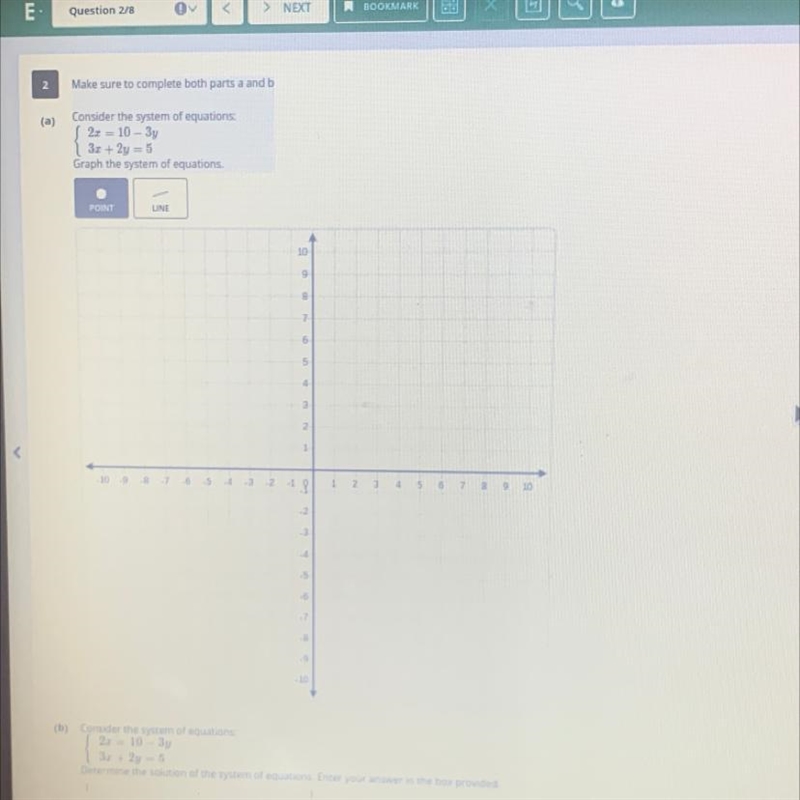 The bottom says determine the solution of the system of equations enter your answer-example-1