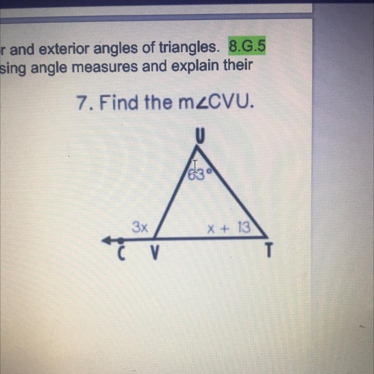 63°+4x+13=180 Find the m-example-1