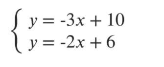 How do if find y=-3x+10 and y=-2+6?-example-1