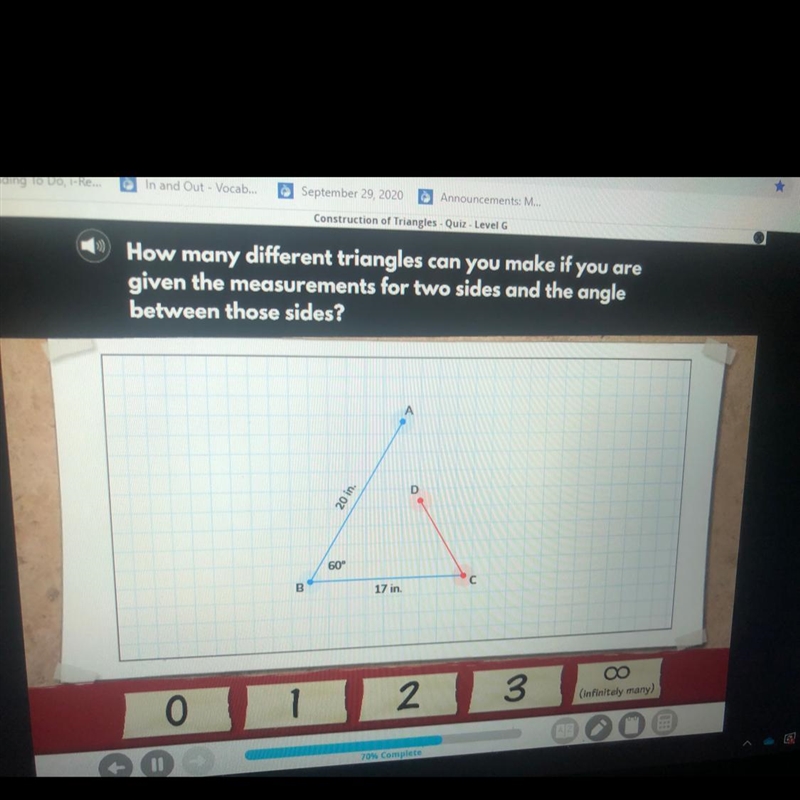 How many different triangles can you make if you are given these three lengths-example-1