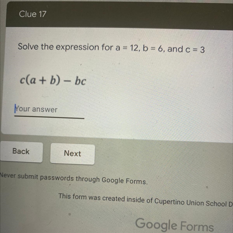 Solve the expression for a=12 b=6 and c=3-example-1