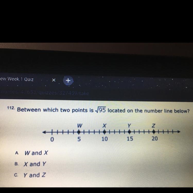 Between which two points is 95 located on the number line below?-example-1