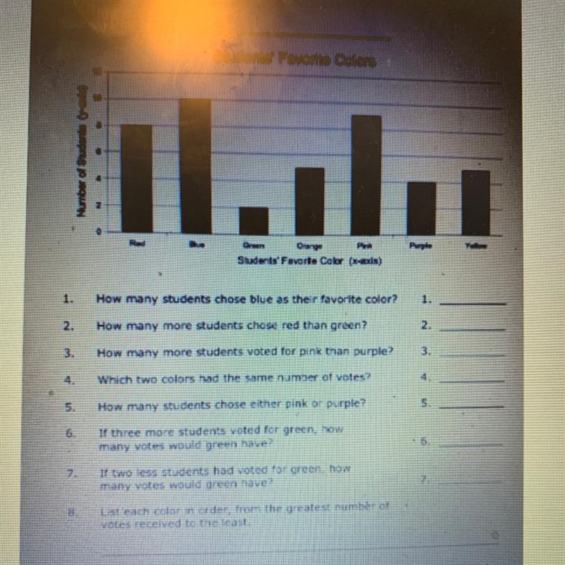 2. How many more students chose red than green?-example-1