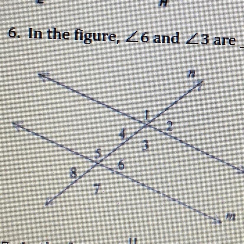 In the figure, ∠6 and ∠3 are ...-example-1