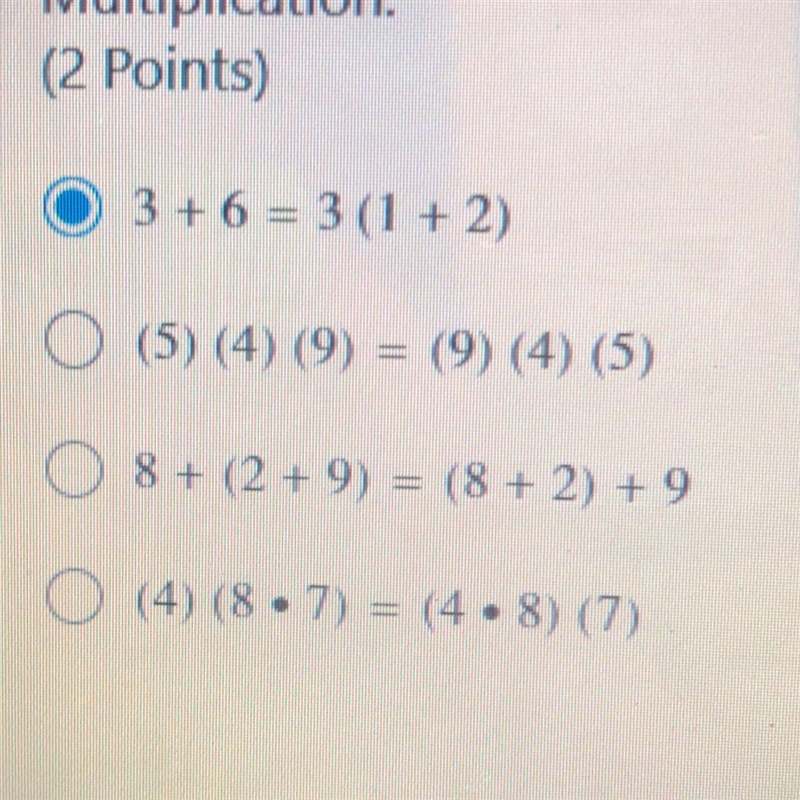 Determine which of the following Equations illustrates the Commutative Property of-example-1