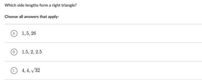 Which side lengths form a right angle?-example-1